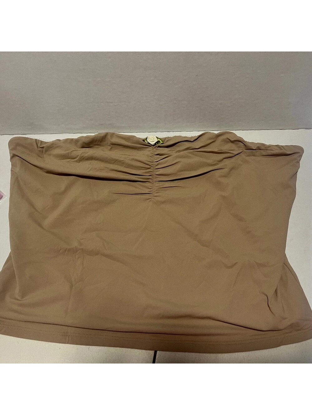 REORIA Beige Double Lined Ruched Strapless Tube Top Women’s XL